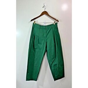 Cos Women's Barrel Leg Pants Size M EU 40 Kelly Green Pleated Minimalist Modern